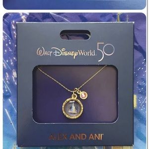Disney World 50th Anniversary Alex & Ani Gold Cinderella Castle Necklace NEW